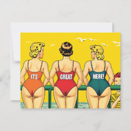 女素晴らし女がかわいらしビーチだおもしろい ポストカード