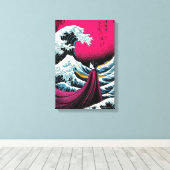 女素晴らし性と波のリミエレガントッ日本のクス キャンバスプリント (インサイチュ (ウッドフロア))