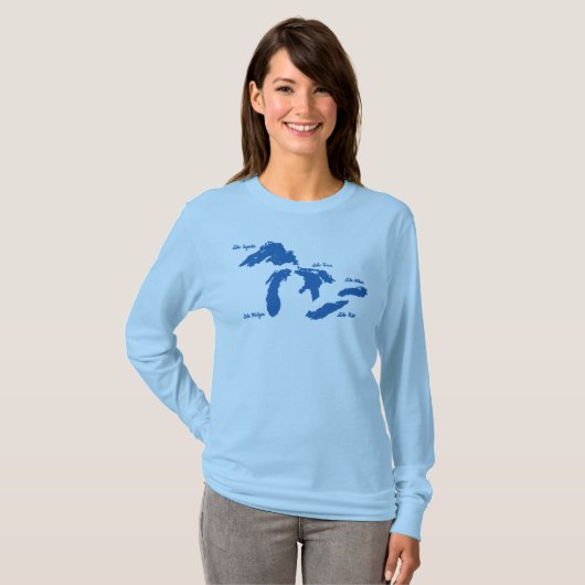 女素晴らし性の長袖シャツを湖 Tシャツ (正面フル)