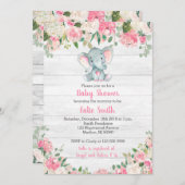 女素朴の子の象のベビーシャワー招待状 招待状 (正面/裏面)