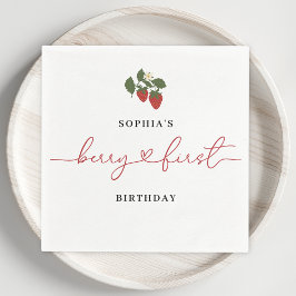 女素朴エレガントの子のベリーの最初の誕生日パーティー スタンダードカクテルナプキン