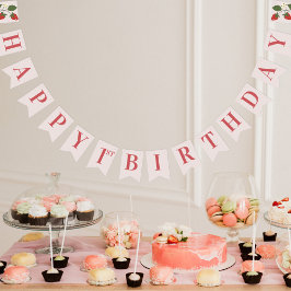 女素朴エレガントの子のベリーの最初の誕生日パーティー バンティングフラッグ