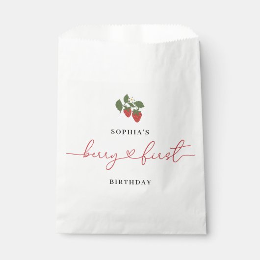 女素朴エレガントの子のベリーの最初の誕生日パーティー フェイバーバッグ (正面)