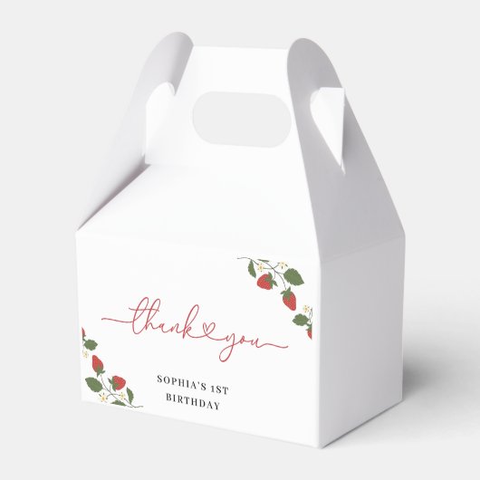 女素朴エレガントの子のベリーの最初の誕生日パーティー フェイバーボックス (正面サイド)