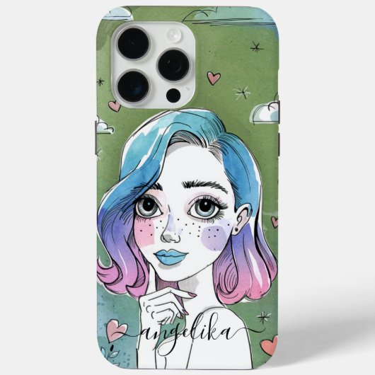 女絵を描の名パーソナライズされた前 Case-Mate iPhoneケース (裏面)