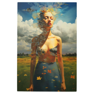 女絵を描性アウトドア メタルプリント