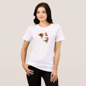 女絵を描T型の顔-芸術的スタイル トライブレンドＴシャツ (正面全面)