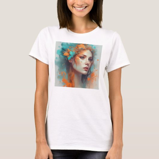 女絵画性のファンタジーTシャツ Tシャツ (正面)