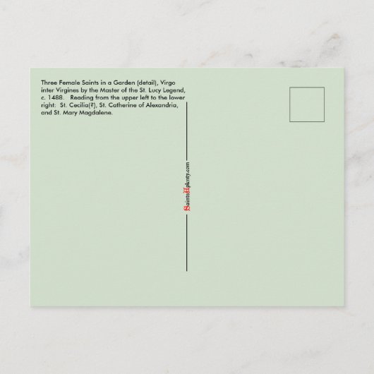女聖人3人の庭(詳細、M 070) ポストカード (裏面)