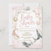 女航海のの子のための海のベビーシャワー招待状 招待状 (正面)