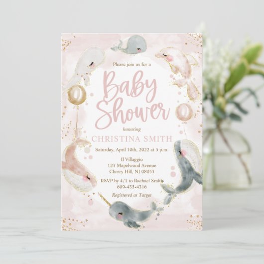 女航海のの子のための海のベビーシャワー招待状 招待状 (スタンド正面)