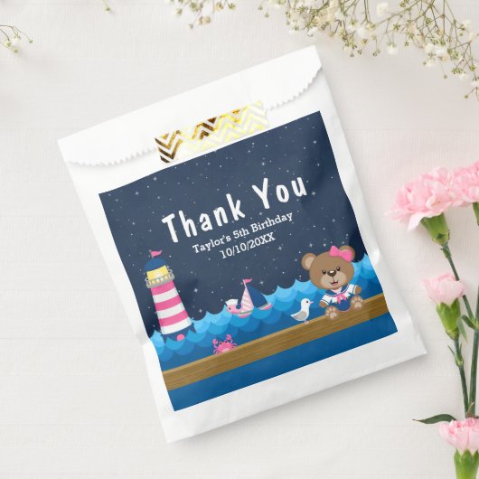 女航海のの子ベアーピンク誕生日パーティーありがとう フェイバーバッグ (封をした状態)