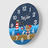 女航海のの子ベアーレッドと海軍 ラージ壁時計 (傾斜)