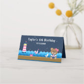 女航海の子ベアーピンクとネイビー誕生日パーティー プレイスカード (裏面)