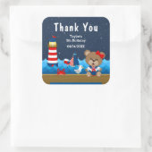 女航海の子ベアーレッド誕生日パーティーありがとう スクエアシール (バッグ)