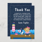 女航海の子モンキーピンクと海軍の誕生日パーティー サンキューカード (正面/裏面)