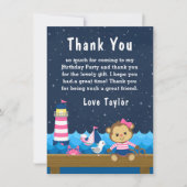 女航海の子モンキーピンクと海軍の誕生日パーティー サンキューカード (正面)