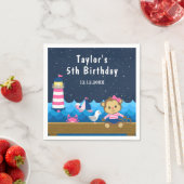 女航海の子モンキーピンクと海軍の誕生日パーティー スタンダードカクテルナプキン (インサイチュ)