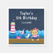 女航海の子モンキーピンクと海軍の誕生日パーティー スタンダードカクテルナプキン (正面)