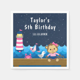 女航海の子モンキーピンクと海軍の誕生日パーティー スタンダードカクテルナプキン