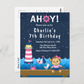 女航海の子モンキーピンクと海軍の誕生日パーティー ポストカード (正面/裏面)