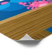 女航海の子モンキーピンクネイビーベイビーシャワーウェルカム ポスター (角)