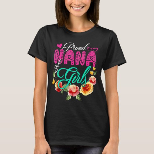 女誇りを持ったの子のナナカワイフラワーハート母D Tシャツ (正面)