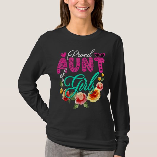 女誇りを持った子の叔母かわいい花のハート母D Tシャツ (正面)