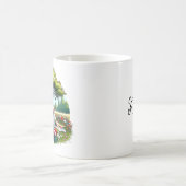 女読の子が木の下にリラックス本を コーヒーマグカップ (中央)