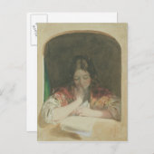 女読の子は窓に居る、19世紀 ポストカード (正面/裏面)