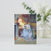 女読はランプアンティーク絵を描の ポストカード (スタンド正面)