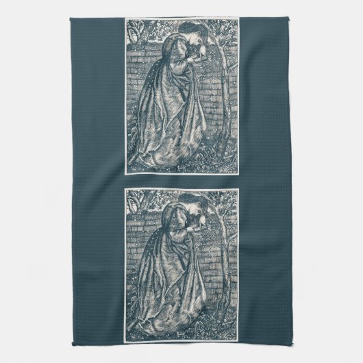 女読は庭に居る キッチンタオル (縦)