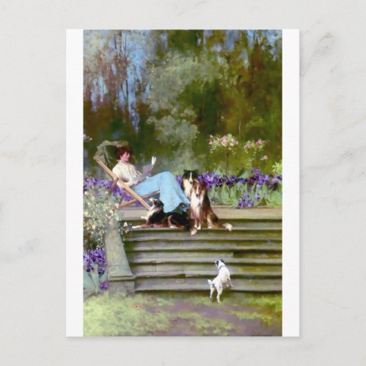 女読は犬を飼っている ポストカード (正面)