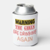 女警告の子は再びギフトを飲んでおもしろいいる 缶クーラー (缶正面)