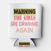 女警告の子は再びギフトを飲んでおもしろいいる 缶クーラー (正面)