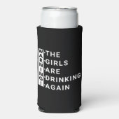 女警告の子は再び飲んでいる スリム缶クーラー (Seltzer正面)