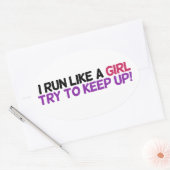 女走の子が上がるのが好保き 楕円形シール (封筒)