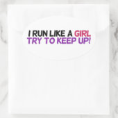 女走の子が上がるのが好保き 楕円形シール (バッグ)