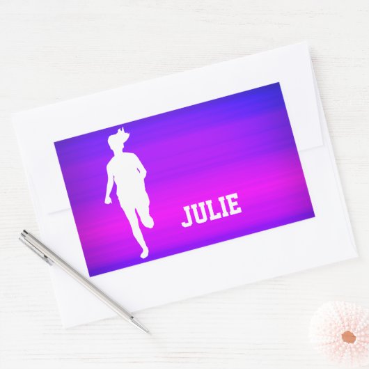 女走の子鮮やかの青 長方形シール (封筒)