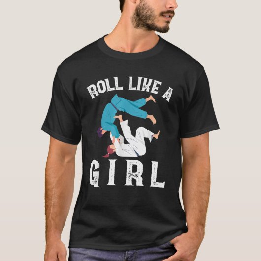 女転がの子誇りを持ったのおもしろいJiu Jsu Mar Tシャツ (正面)