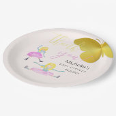 女輝くの子の水彩画イラストレーション ペーパープレート (アングル)