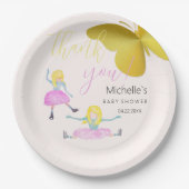 女輝くの子の水彩画イラストレーション ペーパープレート (正面)