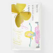 女輝くの子の水彩画イラストレーション 横断幕 (縦)