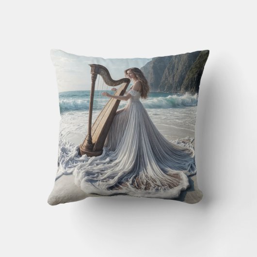女遊がハープを海で クッション (裏面)
