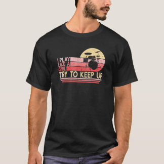 女遊のドラムの女性ドラムのドラム Tシャツ