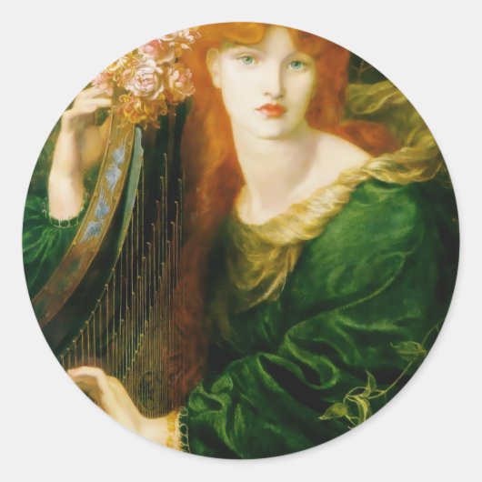 女遊のハープ絵画ス ラウンドシール (正面)