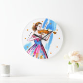 女遊のバイオリン ラージ壁時計 (ホーム)