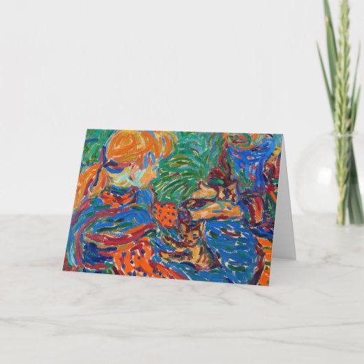 女遊の子と猫 | Ernst Ludwig Kirchner カード (正面)