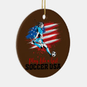 女遊の子のようにアメリカのサッカーチームのアメリカ国旗 セラミックオーナメント (右)
