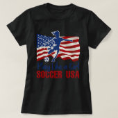 女遊の子のようにアメリカのサッカーチームのアメリカ国旗 Tシャツ (デザイン正面)